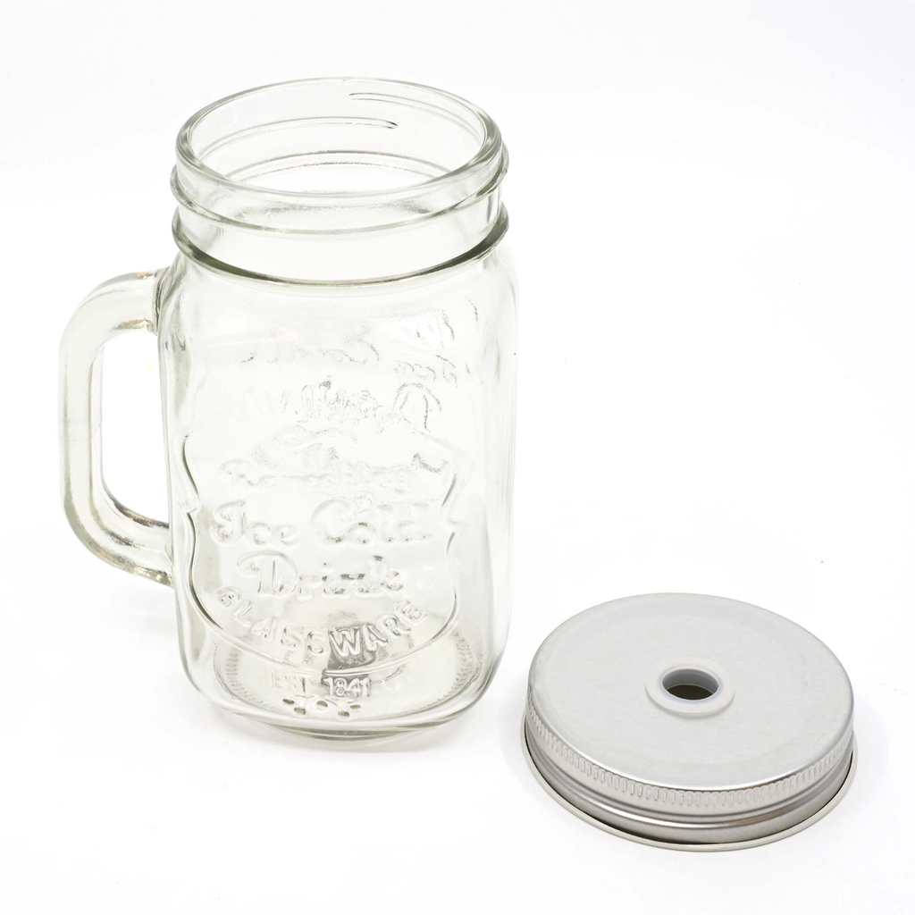 Glass Mug 0.4L + S/Steel Lid 12mm Hole